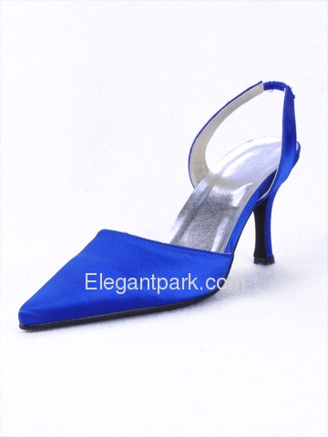 Elegantpark Blue Satin Pointy Toes Stiletto Heel Evening Party Shoes (EP11002)