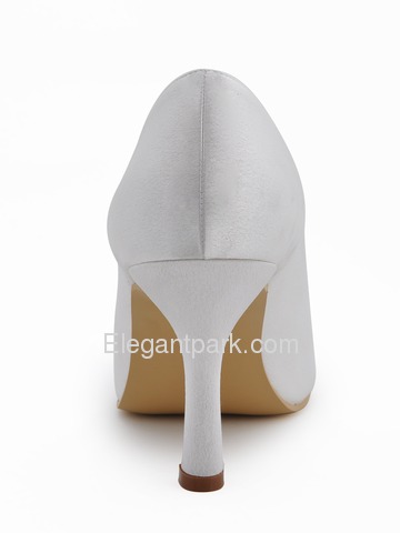 Elegantpark White Peep Toe Stiletto Heel Satin Wedding Pumps Shoes (EP11017)