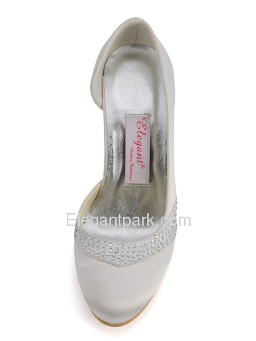 Elegantpark Ivory Round Toes Stiletto Heel Satin Bridal Shoes (EP11020)