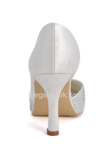 Elegantpark Ivory Round Toes Stiletto Heel Satin Bridal Shoes (EP11020)