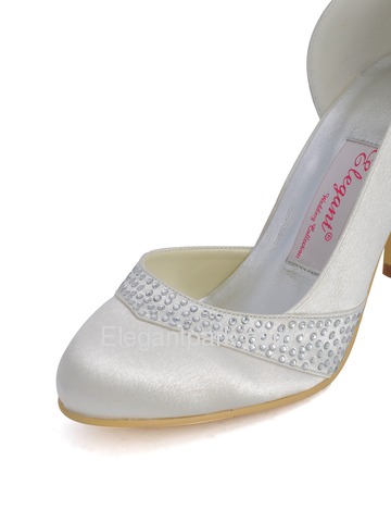 Elegantpark Ivory Round Toes Stiletto Heel Satin Bridal Shoes (EP11020)