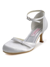 Elegantpark Ivory Satin Closed Toe Stiletto Heel Evening Party Shoes