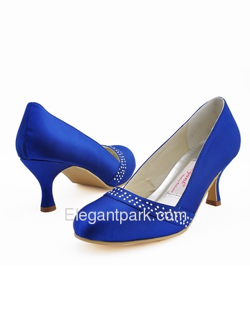 Elegantpark Blue Modern Rhinestone Stiletto Heel Satin Evening Party Prom Shoes (A0718)