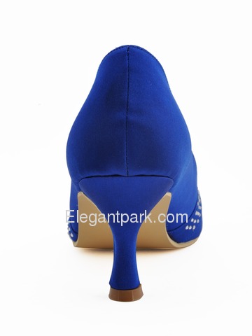 Elegantpark Blue Modern Rhinestone Stiletto Heel Satin Evening Party Prom Shoes (A0718)