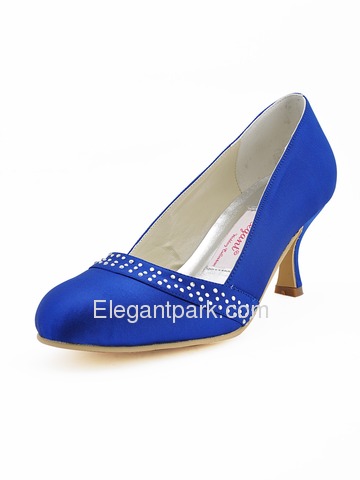 Elegantpark Blue Modern Rhinestone Stiletto Heel Satin Evening Party Prom Shoes (A0718)