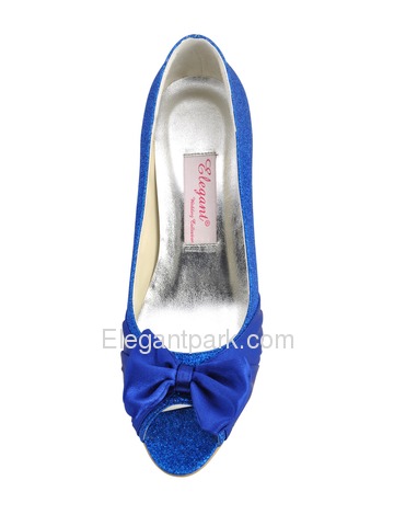 Elegantpark Blue Peep Toe Stiletto Heel Glitter Bow Evening Party Prom Shoes (EL10016)