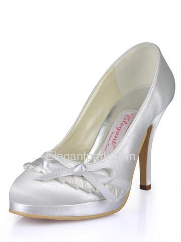 Elegantpark White Platforms Stiletto Heel Satin Wedding Party Shoes (EL-032-PF)