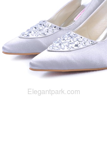 Elegantpark Pretty Satin Stiletto Heel Rhinestones Slingback Wedding/Evening Shoes (A2067)