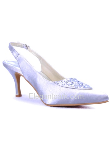 Elegantpark Pretty Satin Stiletto Heel Rhinestones Slingback Wedding/Evening Shoes (A2067)
