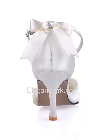 Elegantpark Satin Upper Pointy Toe Stiletto Heel With Buckle Trendy Bridal Shoes (AF006)