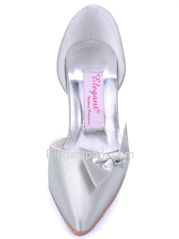 Elegantpark Silver Pointy Toes Stiletto Heel Satin Evening & Party Shoes (EL-020)
