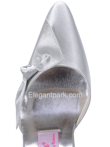 Elegantpark Silver Pointy Toes Stiletto Heel Satin Evening & Party Shoes (EL-020)