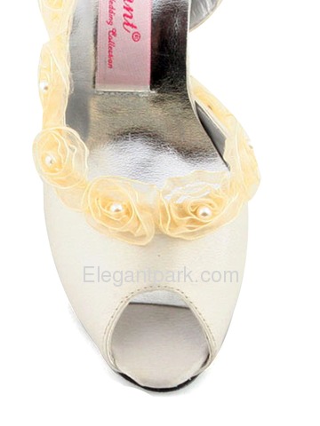Elegantpark Peep Toe Satin Flower Satin Wedding Bridal Shoes (ML-009)