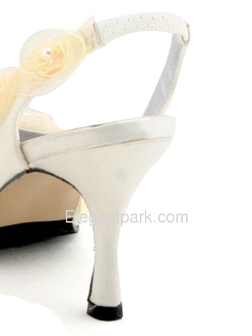 Elegantpark Peep Toe Satin Flower Satin Wedding Bridal Shoes (ML-009)