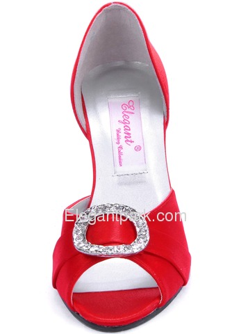 Elegantpark Red Elegant Satin Open Toe Stiletto Heel Evening Shoes (MM-009D)