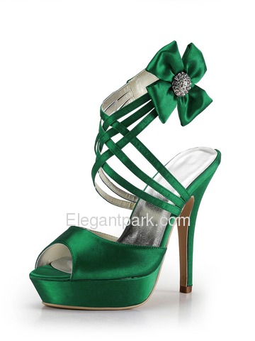 Elegantpark Blue Peep Toe Platform Flower Satin Wedding Evening Party Sandals (EP2031-PF)