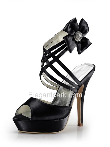 Elegantpark Blue Peep Toe Platform Flower Satin Wedding Evening Party Sandals (EP2031-PF)