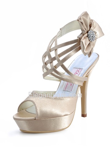 Elegantpark Blue Peep Toe Platform Flower Satin Wedding Evening Party Sandals (EP2031-PF)