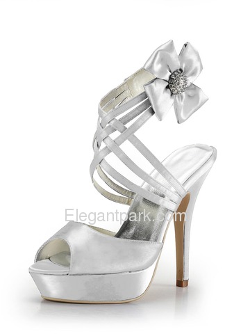 Elegantpark Blue Peep Toe Platform Flower Satin Wedding Evening Party Sandals (EP2031-PF)