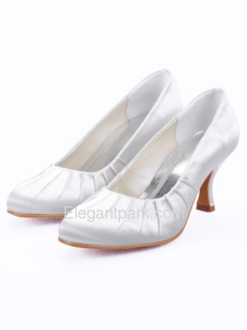 Elegantpark Round Toes Spool Heel Satin Bridal Shoes (EP11016)