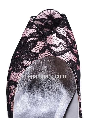 Elegantpark Modern Peep Toe Stiletto Heel Satin And Lace Shoes (100118)