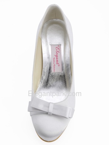 Elegantpark Round Toes Bowknot Stiletto Heel Satin Bridal Shoes (EP11019)