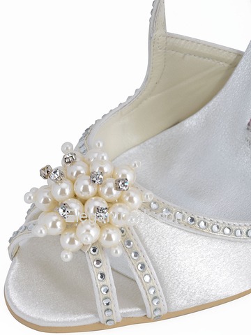 Elegantpark Satin Stiletto Heel With Pearls Wedding Shoes (EP11058)