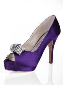 Elegantpark Stiletto Heel Platforms Peep Toe Satin Wedding Shoes With Buckle