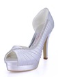Elegantpark Ruched Peep Toe Pumps Platforms Stiletto Heel Satin Shoes