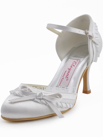 Elegantpark Satin Closed Toe Stiletto Heel Bridal&Evening Shoes With Bow And Buckle (EP11070)