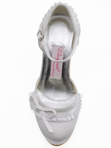 Elegantpark Satin Closed Toe Stiletto Heel Bridal&Evening Shoes With Bow And Buckle (EP11070)