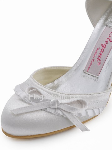 Elegantpark Satin Closed Toe Stiletto Heel Bridal&Evening Shoes With Bow And Buckle (EP11070)