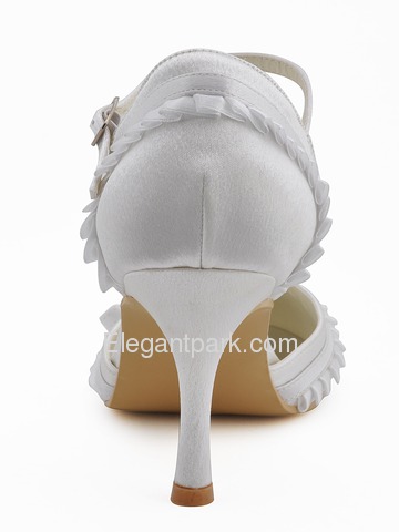 Elegantpark Satin Closed Toe Stiletto Heel Bridal&Evening Shoes With Bow And Buckle (EP11070)