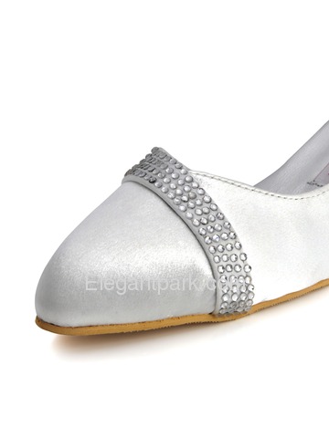 Elegantpark Closed Toe Satin Beading Wedding Bridal Shoes (More Colors Available) (AJ3205)