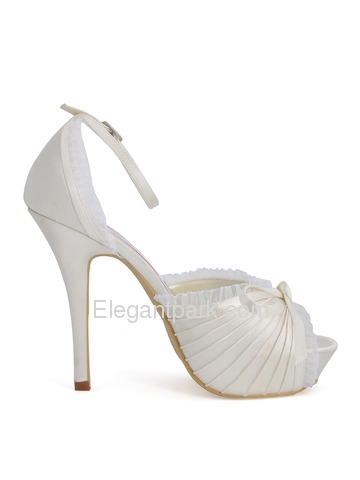 Elegantpark Satin Stiletto Heel Platform Pumps With Bowknot Wedding Shoes (EP11056-IP)