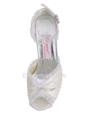 Elegantpark Satin Stiletto Heel Platform Pumps With Bowknot Wedding Shoes (EP11056-IP)
