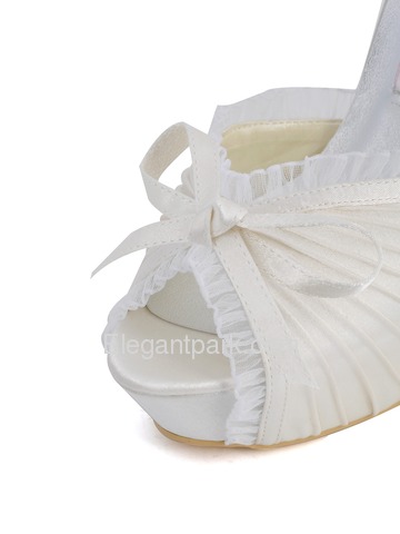 Elegantpark Satin Stiletto Heel Platform Pumps With Bowknot Wedding Shoes (EP11056-IP)