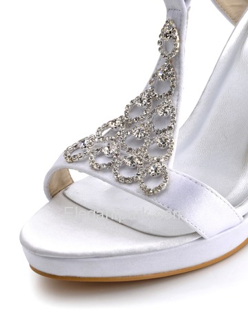 Elegantpark Open Toe Stiletto Heel Platform Satin Rhinestones Slingback Bridal Party Shoes (EP2054-PF)