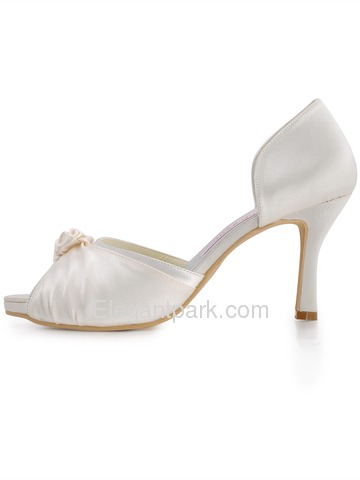 Elegantpark Peep Toe Satin Stiletto Heel Satin Wedding Bridal Shoes (A3215-IP)