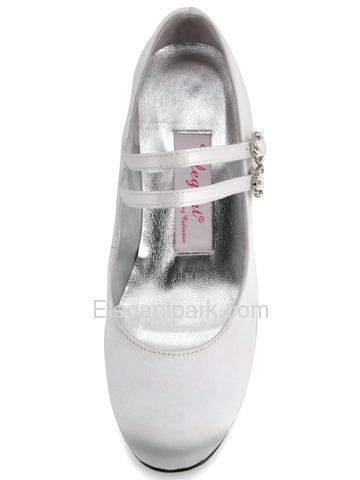 Elegantpark White Round Toes Stiletto Heel Satin Shoes (EL10011)