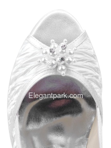 Elegantpark Ruched Satin Stiletto Heel Bridal Shoes with Pearls (EL10022)