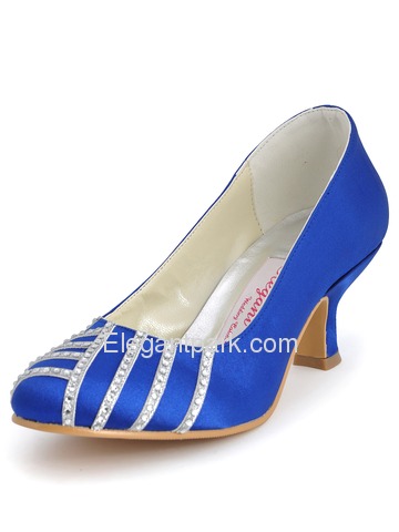 Elegantpark Blue Satin Closed Toe Stiletto Heel Party Shoes (EP11007)