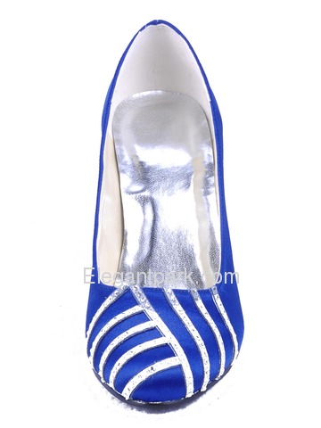 Elegantpark Blue Satin Closed Toe Stiletto Heel Party Shoes (EP11007)