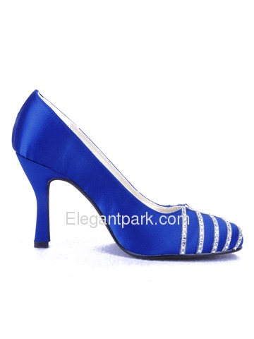 Elegantpark Blue Satin Closed Toe Stiletto Heel Party Shoes (EP11007)