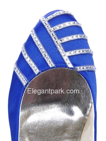 Elegantpark Blue Satin Closed Toe Stiletto Heel Party Shoes (EP11007)