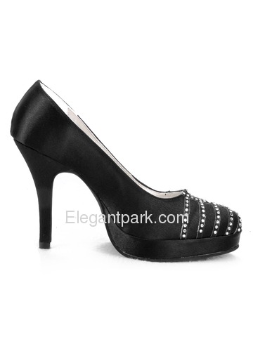Elegantpark Black Satin Platforms Stiletto Heel Party Shoes (EP11007-PF)