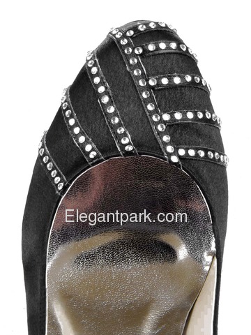 Elegantpark Black Satin Platforms Stiletto Heel Party Shoes (EP11007-PF)