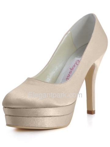 Elegantpark White Almond Toe Stiletto Heel Platform Wedding Party Shoes (EP11128-2PF)