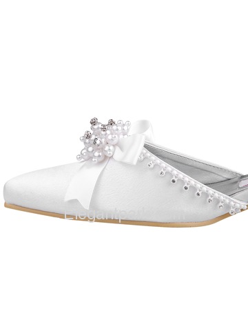 Elegantpark Satin Pointy Toes With Bowknot Wedding Bridal Shoes (WM-018)