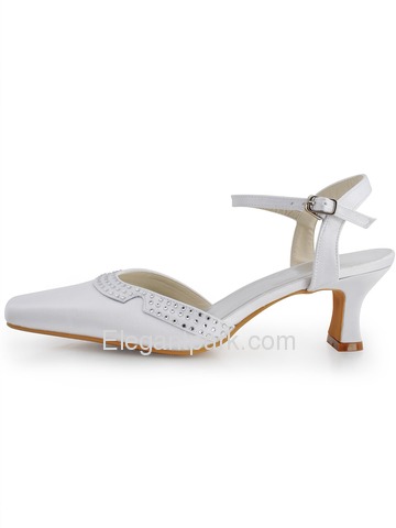 Elegantpark Satin Square Toe Chunky Heel Rhinestones Bridal Shoes With Buckle (EP11033)